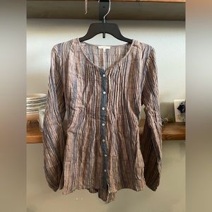 Mystree Striped Button Top